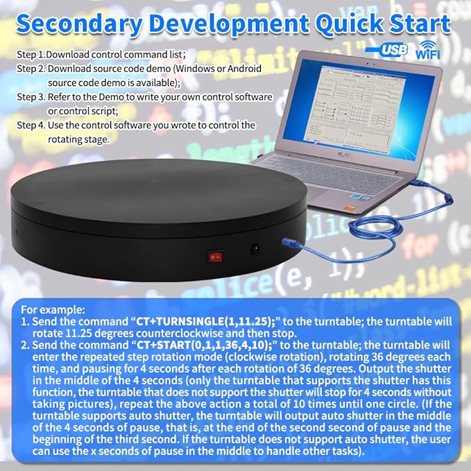 19.7In Large Programmable Motorized Electric Turntable Command-Controlled - Image 7