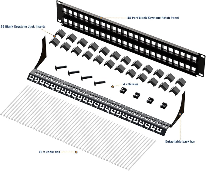 iwillink 48 Port Blank Keystone Patch Panel - Image 2