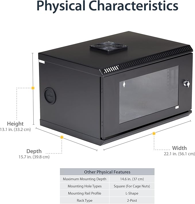 StarTech.com 2-Post 6U Wall Mount Network Cabinet w/ 1U Shelf, Ships Fully - Image 5