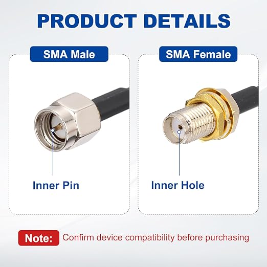 MECCANIXITY SMA Antenna Extension Cable, 26.2ft SMA Male Inner Pin to Female - Image 3