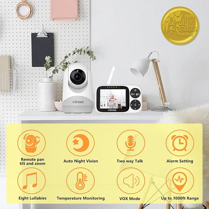 VTimes No WiFi Baby Camera Monitor, 3.2" IPS Display, Portable Video Monitor - Image 6