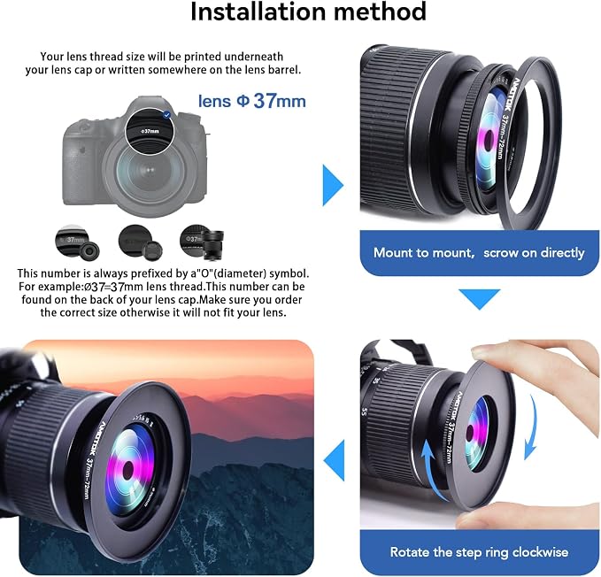 37mm Lens to 72mm Camera Lens Adapter, 37mm to 72mm Filter Step-up Ring Adapter - Image 5