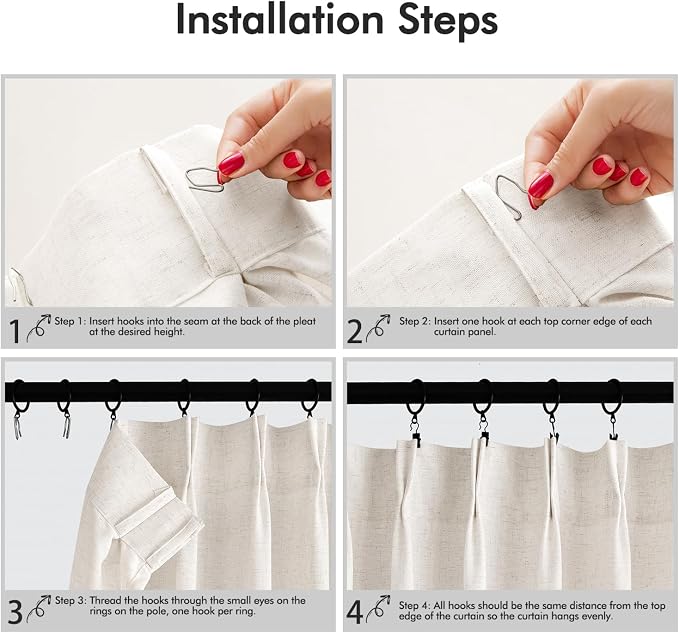 Memory Trained Pinch Pleated Curtains 96 Inches Long, Viral Linen Pinch Pleat - Image 3