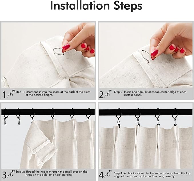 Memory Trained Pinch Pleated Curtains 105 Inches Long, Viral Linen Pinch Pleat - Image 3