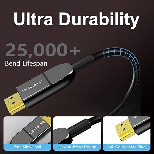 8K Fiber Optic HDMI Cable 50FT, Long Active HDMI 2.1 Cable 48Gbps Ultra High - Image 6