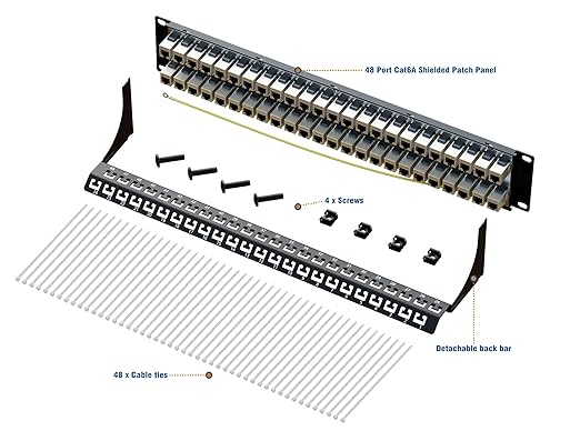 iwillink 10Gbps Patch Panel 48 Port, Shielded RJ45 Through Cat6A Patch Panel - Image 5