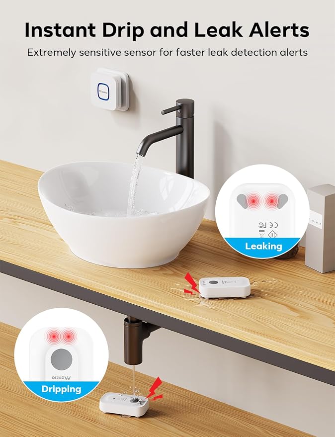 MAXCIO Water Leak Detectors 3 Pack, 110dB Adjustable Smart Water Sensor - Image 4