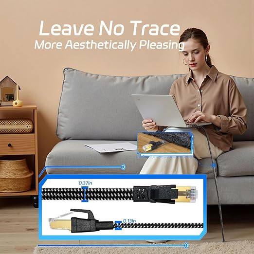 Cat 8 Ethernet Cable 6 FT 2 Pack, High-Speed Braided Internet Cable Network Cord - Image 4