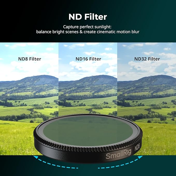 SmallRig Filter Kit for DJI Osmo Action 6, 6 Pack ND8 ND16 ND32 CPL UV 1/4 - Image 5