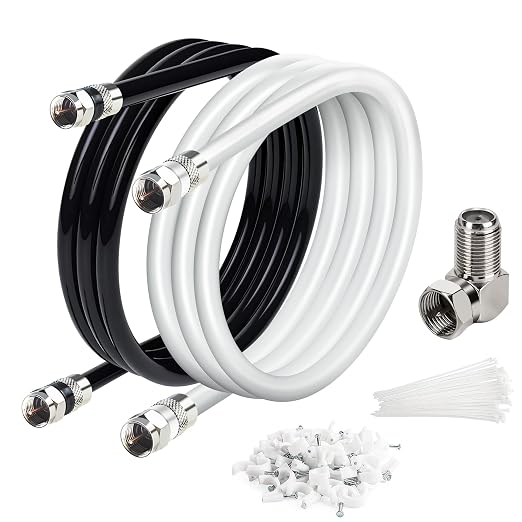 Elecan 3 Ft/2 Pack RG6 Coaxial Coax Cable Connectors Set, Quad Shielded by Elecan