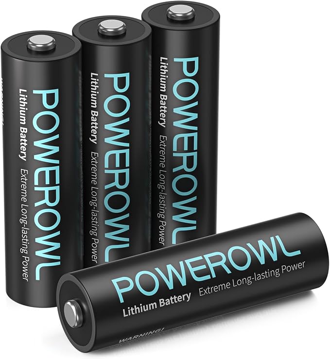 POWEROWL AA Lithium Batteries 4 Pack, 3400mAh High Capacity 1.5V Double A by POWEROWL