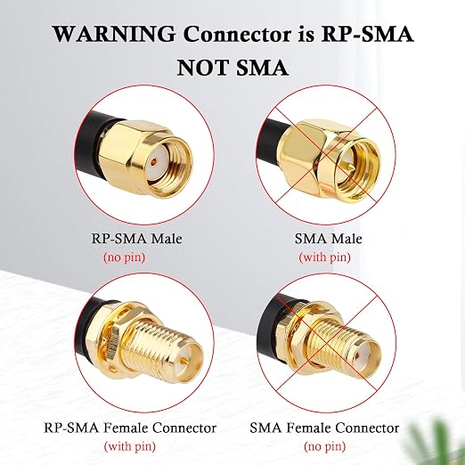 RP-SMA Male to RP-SMA Female Bulkhead Cable 3FT 2PCS, RG58 Coaxial Cable - Image 3