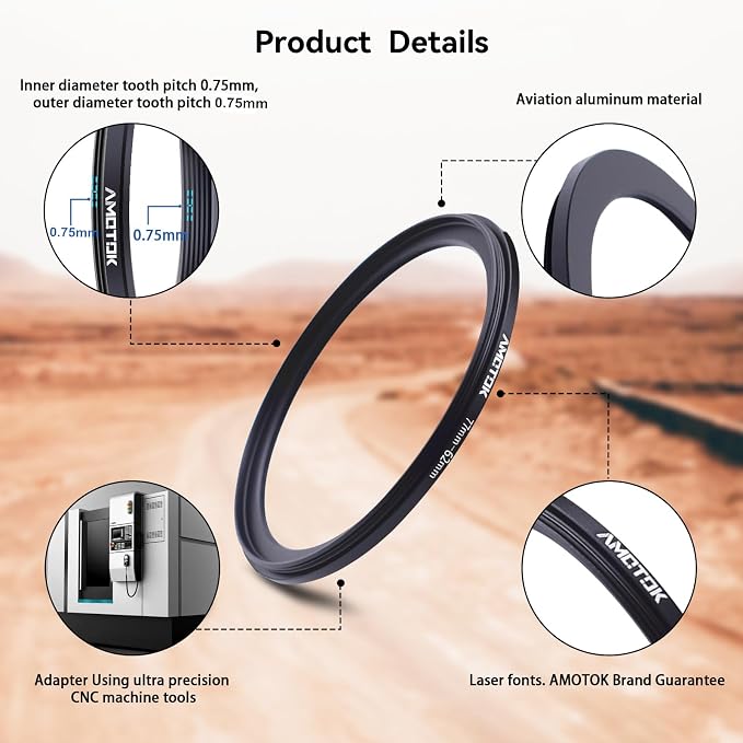 77mm Lens to 62mm Camera Lens Adapter, 77mm to 62mm Filter Step-Down Ring - Image 3