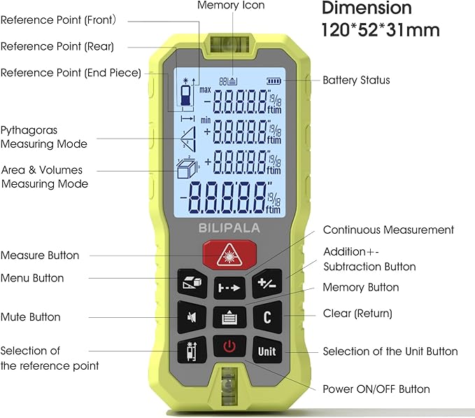 Laser Distance Measuring Tool, 70M/229ft Laser Measure, ±2mm Accuracy Laser - Image 7