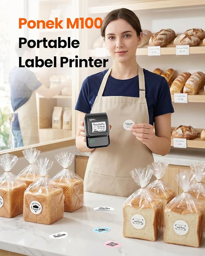 Ponek Label Maker with 3 Tapes, M100 Address Barcode Label Printer, Versatile - Image 3