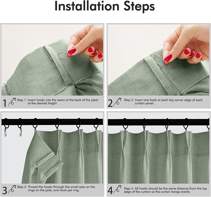 Memory Trained Pinch Pleated Curtains 120 Inches Long, Viral Linen Pinch Pleat - Image 5