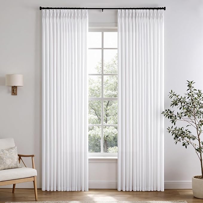 ANRODUO Memory Trained Pinch Pleated Curtains 84 Inches Long, Viral Linen Pinch by ANRODUO