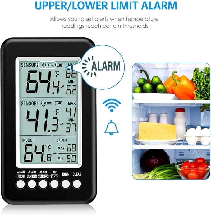 AMIR Refrigerator Thermometer, Wireless Digital Freezer Thermometer - Image 2