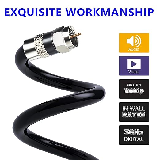 Elecan 10 Ft/2 Pack RG6 Coaxial Coax Cable Connectors Set, Quad Shielded - Image 4