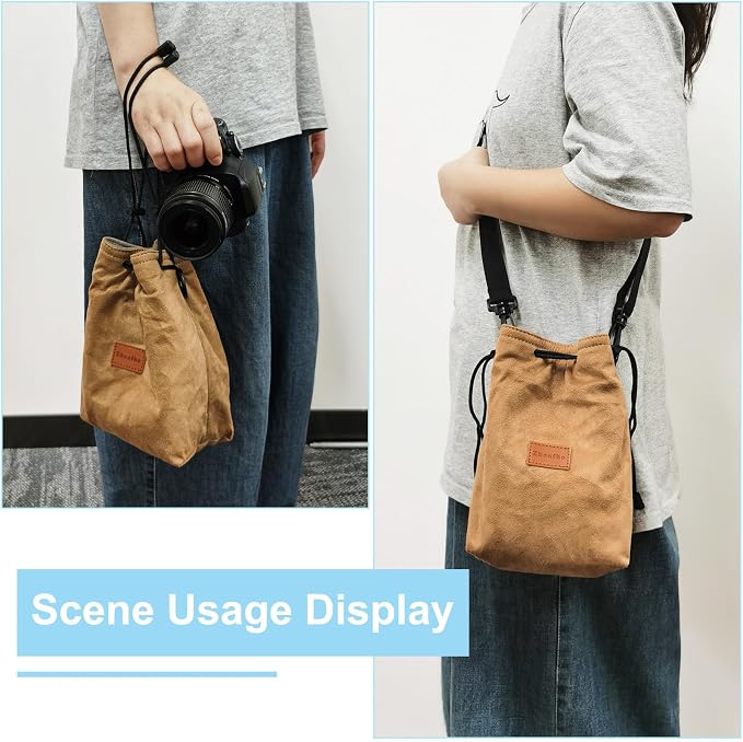 PATIKIL Camera Lens Pouch, M Size Drawstring Lens Case Flannel Camera Lens - Image 6