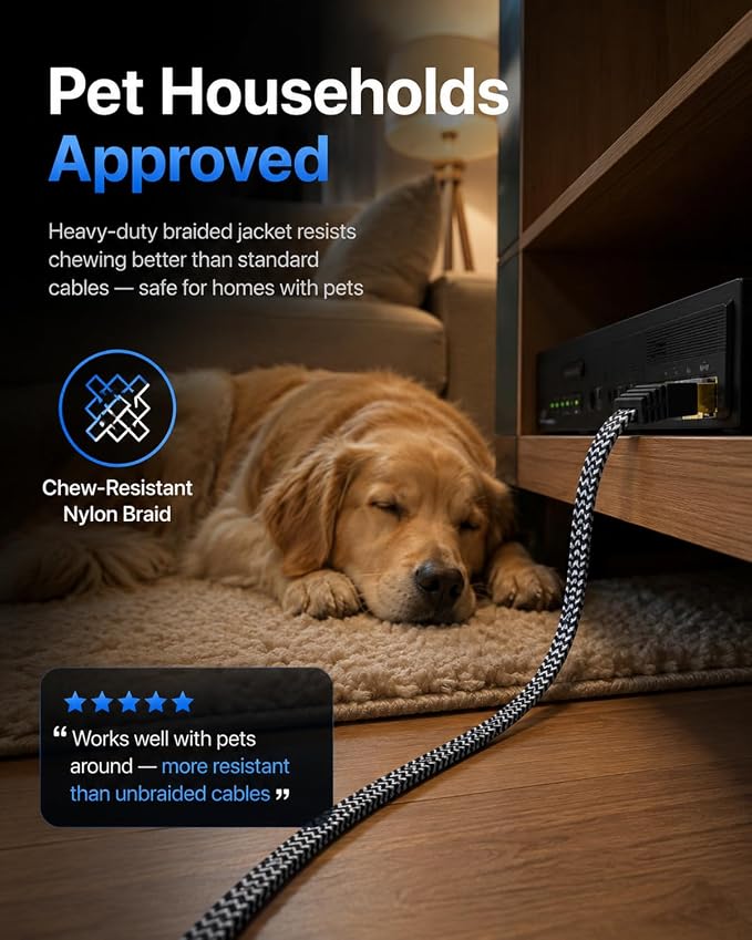Cat 7 Ethernet Cable 30 ft, MORELECS Nylon Braided Cat 7 Internet Cable 30 ft - Image 5