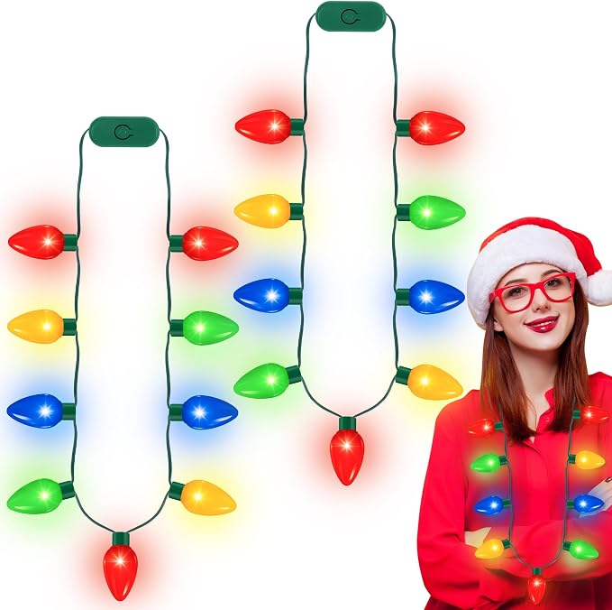 QZYL 8 Pack Christmas Necklace Light Up, Colorful Christmas Party Favor by QZYL