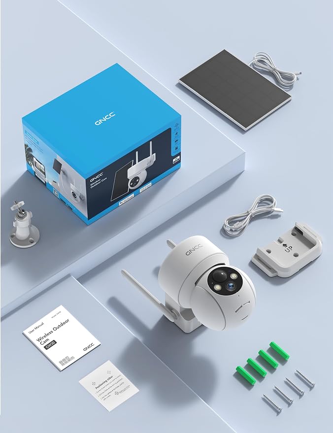 GNCC Solar Security Cameras Wireless Outdoor, 2.4G WiFi 360° View Solar/Battery - Image 7