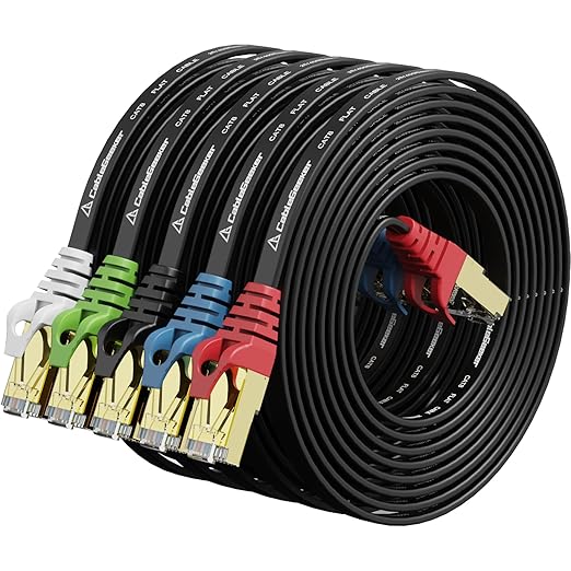 CableGeeker Cat 8 Ethernet Cable 7FT 5 Pack Black, 40Gbps 2000Mhz High Speed by CableGeeker