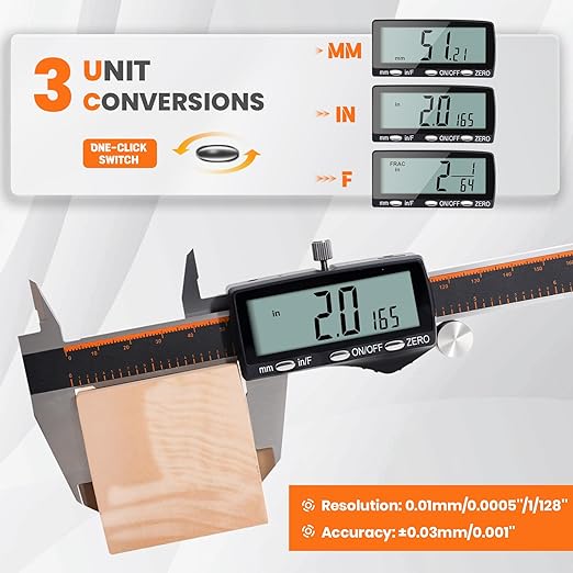 HARDELL Digital Caliper, Rechargeable 0-8 Inch Calipers Measuring Tool - Image 4