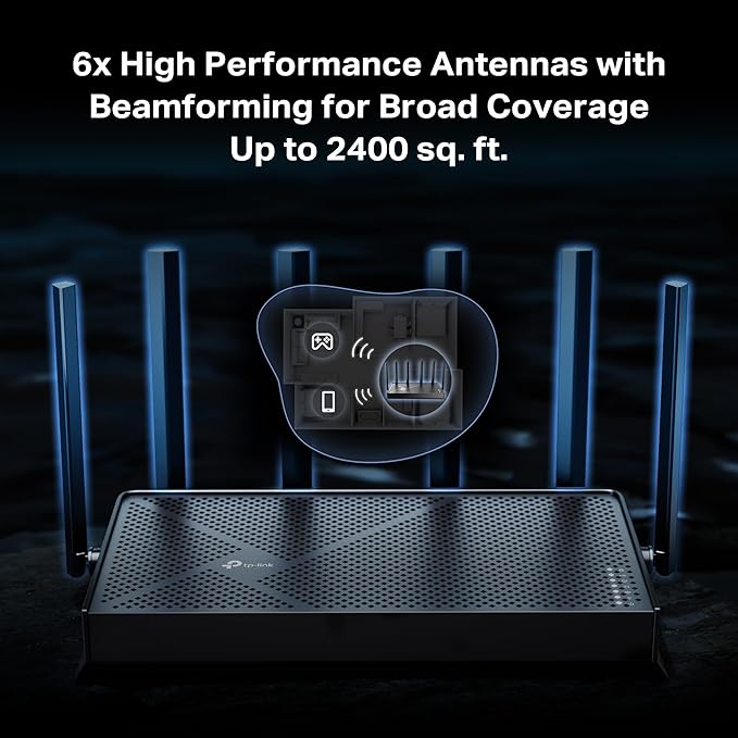 TP-Link BE6500 Dual-Band WiFi 7 Router – Dual 2.5Gbps Ports, USB 3.0, Covers up - Image 7