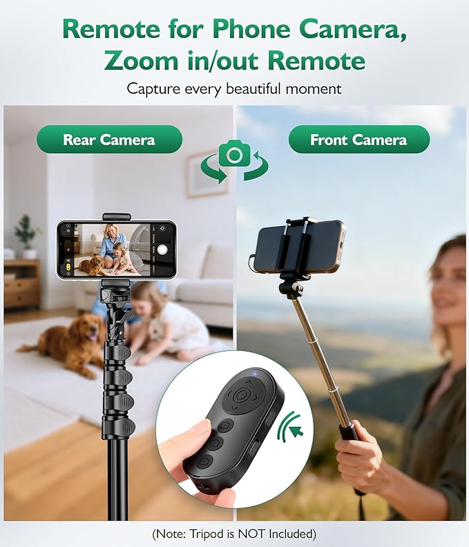 Phone Stand with Remote Wireless Remote Control, Phone Camera Remote Shutter - Image 2