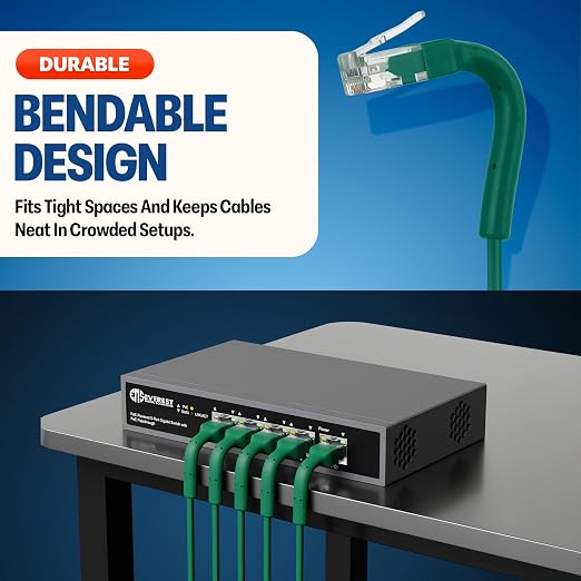 Everest Ultra Slim Cat6a Ethernet Patch Cables 0.5ft Green - Image 2