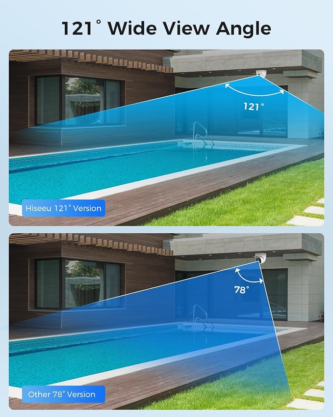 【121°Wide View+4K HD】 Hiseeu 4K Security Camera System, No Monthly Fee - Image 4