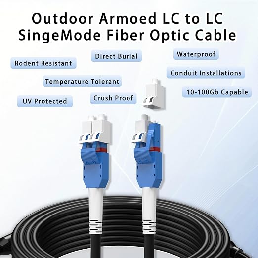1000M/3281FT LC to LC Armored Outdoor Fiber Optic Cable, Single Mode Duplex - Image 9
