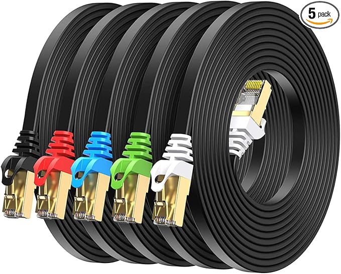 BUSOHE Cat8 Ethernet Cable 1FT 5 Pack Multi Color, 40Gbps 2000MHz Cat-8 Short by BUSOHE