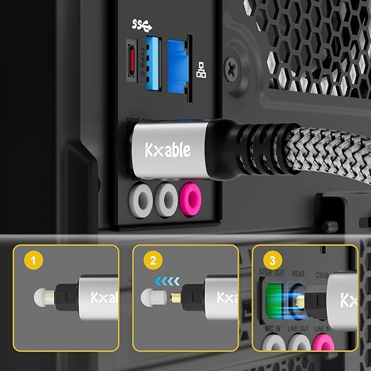 Kxable Optical Audio Cable 6.6FT /2M, Digital Audio Cable, Toslink Fiber Optic - Image 3