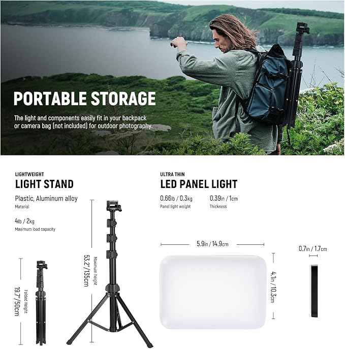 NEEWER Basics LED Video Light Panel Lighting Kit, Bi Color Dimmable Portable - Image 6