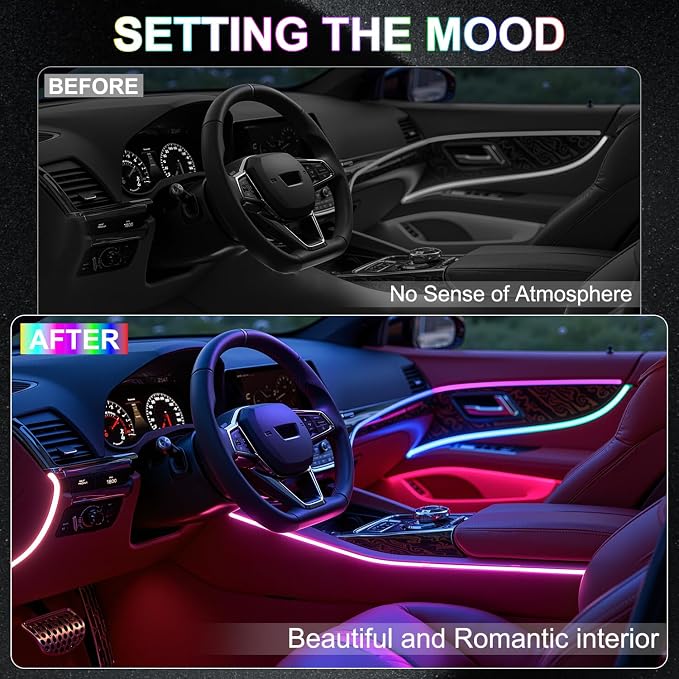 Dreamcolor Acrylic Interior Car LED Strip Lights, 6 in 1 Ambient Lighting Kit - Image 2