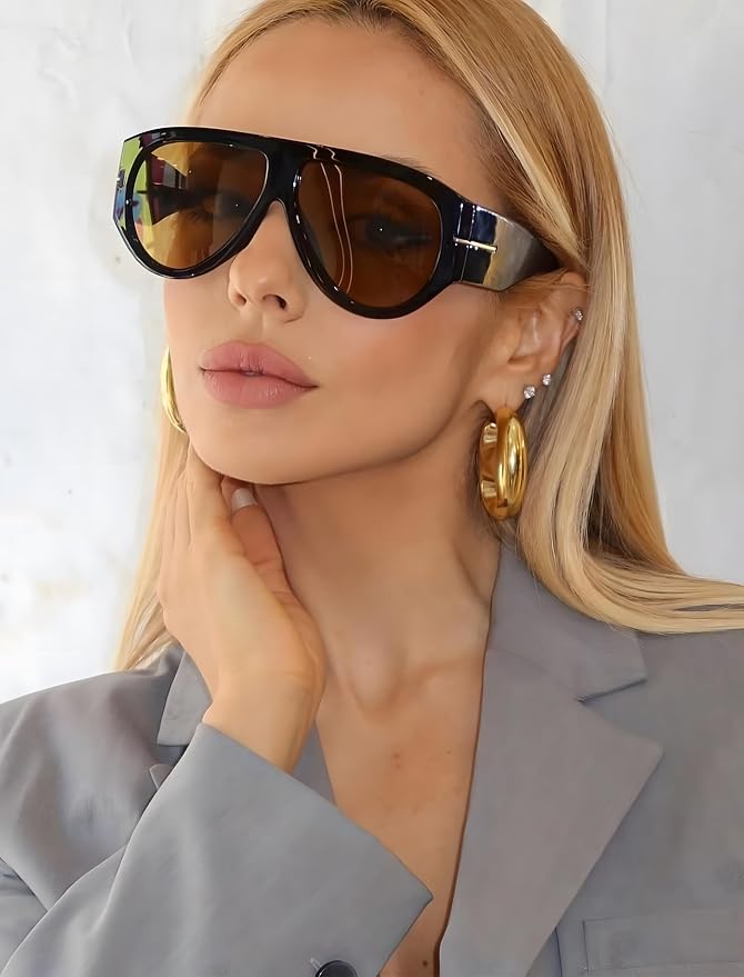 Oversized Retro Aviator Sunglasses - Image 4