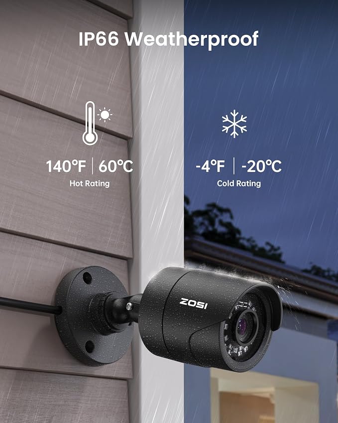ZOSI 2MP 1080p HD Home Security Camera Outdoor Indoor, 1920TVL Bullet Camera - Image 2