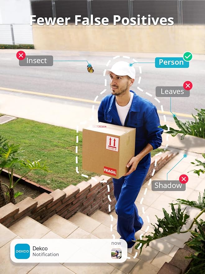 DEKCO WiFi Camera 2K Pan Rotating 180° Wired Outdoor Security Cameras - Image 4