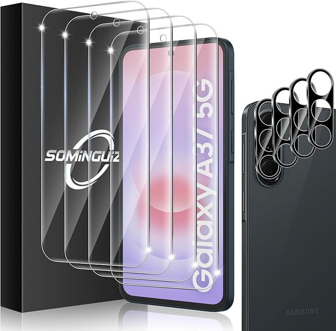 4+4 Pack for Samsung Galaxy A37 5G Screen Protector & Phone Camera Lens by SOMINGUIZN