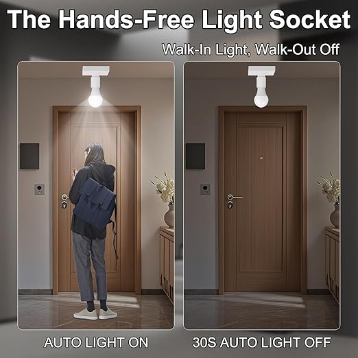 Motion Sensor Light Socket, Auto On/Off Smart Light Socket Adapter - Image 3