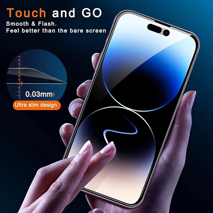 Ferilinso 3 Pack for Apple iPhone 14 Pro Privacy Screen Protector Tempered - Image 8