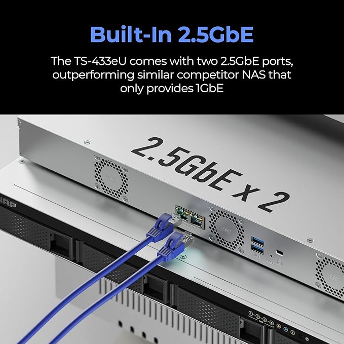 QNAP TS-433eU-US Compact 1U Short-Depth rackmount 2.5GbE NAS, Affordable Edge - Image 4