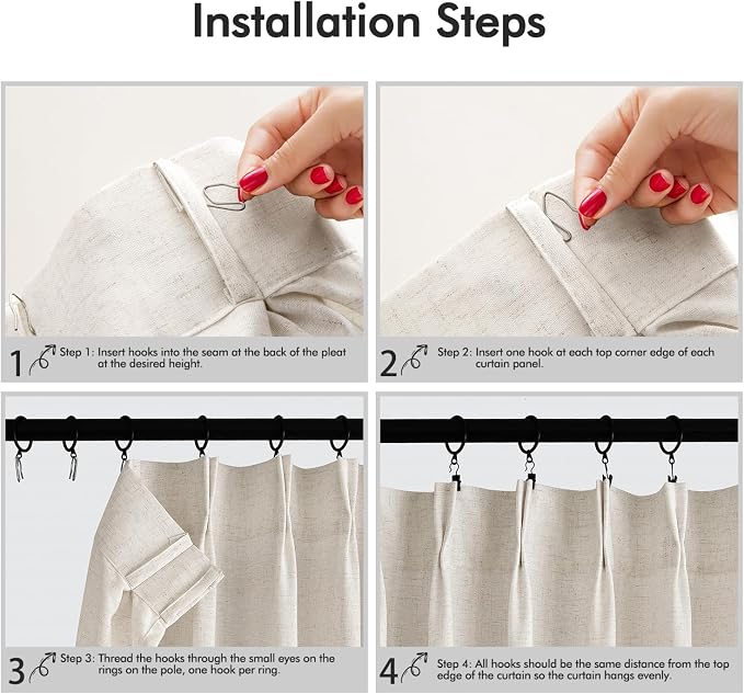 Memory Trained Pinch Pleated Curtains 132 Inches Long, Viral Linen Pinch Pleat - Image 9