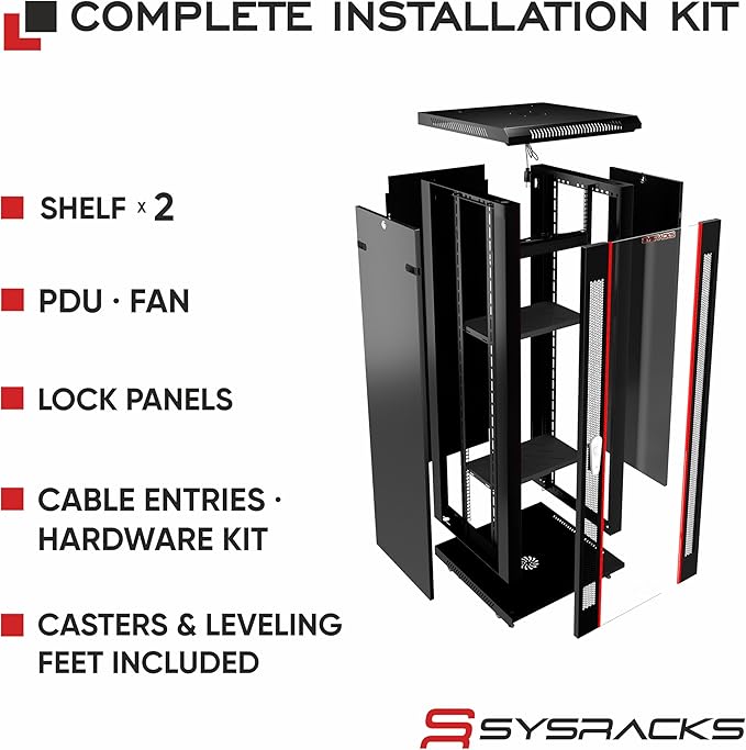 18U Wall Mount Server Rack Cabinet – 19" Network Rack Enclosure, PDU & Shelf - Image 5