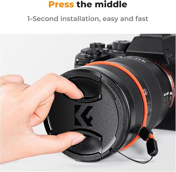 K&F Concept 43mm Lens Cap, 9-in-1 Center Pinch Lens Cover + Anti-Loss Keeper - Image 4