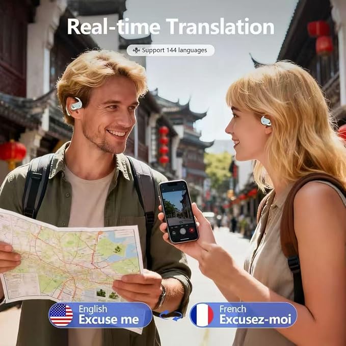 AI Open Ear Earbuds Translation Headphones, Real-Time 2-Way Language Translator - Image 4