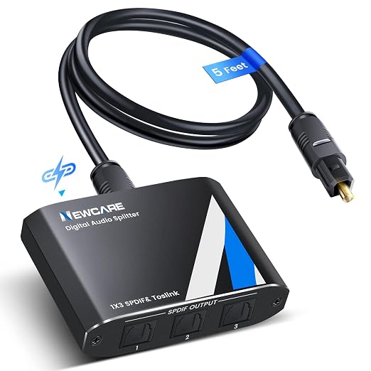 NEWCARE Digital Optical Splitter 1 in 3 Out, SPDIF Toslink Optical Audio Cable by NEWCARE